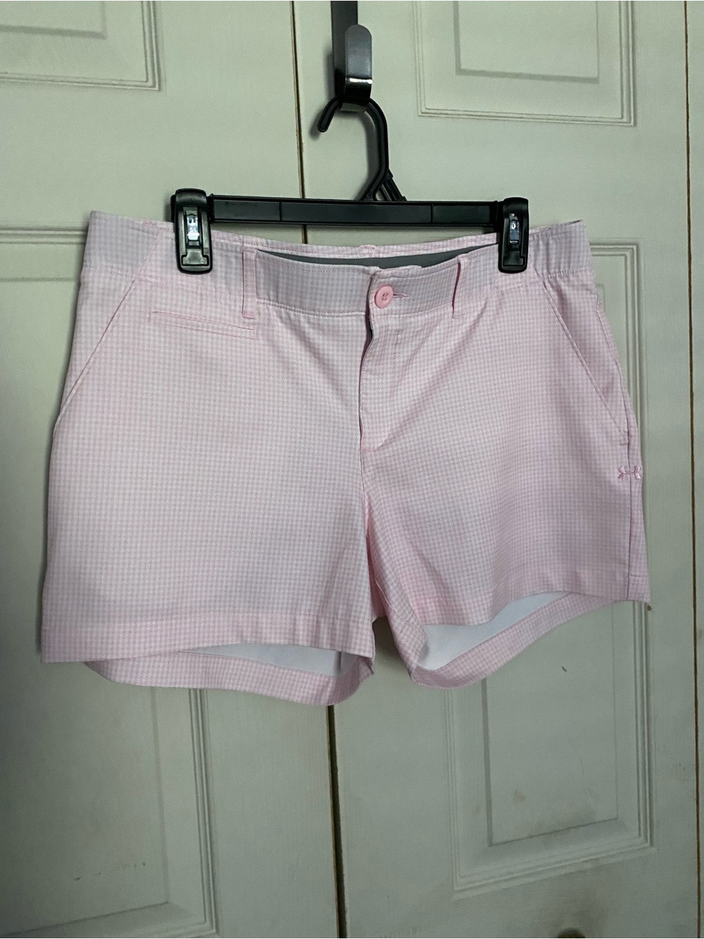 Under Armour Light Pink Gingham Women's Golf Shorts - Casual Performance